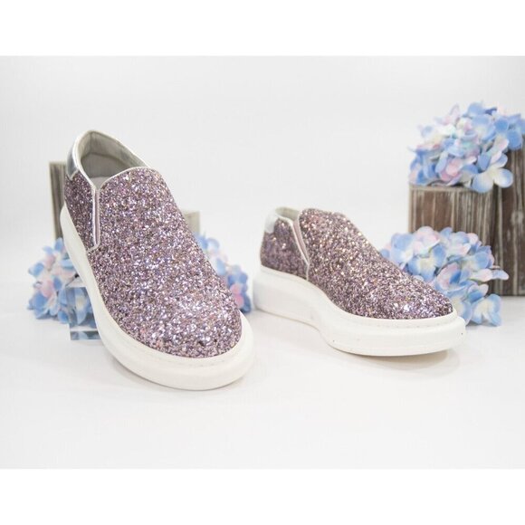 Alexander McQueen Shoes - Alexander McQueen Multi Glitter Leather Slip On Oversize Sneakers 39.5 NWOB